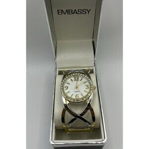 Embassy Cuff watch Womens Gold and Silver Tone new in box Working